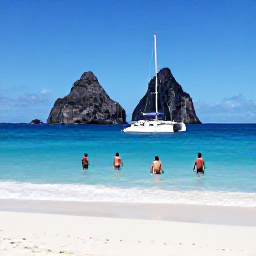 Caribbean Holidays, BVI Business Class, Luxury catamaran sailing between British Virgin Islands with snorkellers, secluded beaches and dramatic rocky islands