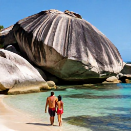 Caribbean Holidays, BVI Couples Holidays, Couple exploring The Baths on Virgin Gorda, giant granite boulders, clear pools and tropical sunlight
