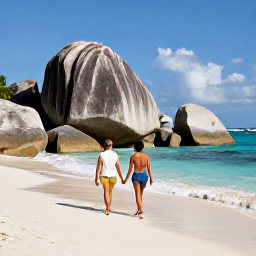 Caribbean Holidays, BVI Couples Holidays, Couple walking hand in hand along The Baths at Virgin Gorda, giant granite boulders, sandy beach and clear Caribbean water