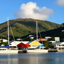 Caribbean Holidays, BVI December Tours, A bright December morning in Tortola harbour, with sailing boats, colourful waterfront buildings and green Caribbean hills
