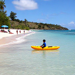 Caribbean Holidays, BVI Family Holidays, Children paddling in shallow clear water while parents relax on a sandy beach in the British Virgin Islands