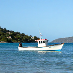 Caribbean Holidays, BVI Fishing April, A colourful fishing boat offshore near Tortola in the British Virgin Islands on a clear April morning