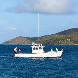 Caribbean Holidays, BVI Fishing March, Anglers fishing from a charter boat in deep blue Caribbean water around the British Virgin Islands, with Tortola hills in the background