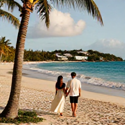 Caribbean Holidays, BVI Honeymoons April, Beautiful boutique honeymoon hotel overlooking a Caribbean beach in the British Virgin Islands, warm April sunlight