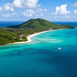 Caribbean Holidays, BVI Instagram Hotspots, Aerial view of the British Virgin Islands in July, turquoise sea, green volcanic islands, white beaches and a small sailing boat
