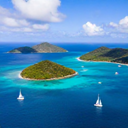 Caribbean Holidays, BVI Instagram Hotspots, Aerial view of the British Virgin Islands with turquoise water, green islands, white sailing boats and bright Caribbean sunlight
