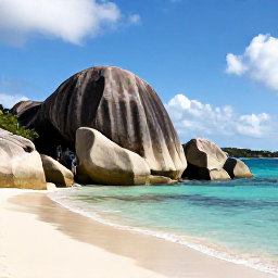Caribbean Holidays, BVI Instagram Hotspots, The Baths at Virgin Gorda with huge smooth granite boulders, sandy beach, clear turquoise sea and a visitor walking through the rocks
