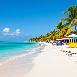 Caribbean Holidays, BVI Instagram Hotspots, White sandy beach at White Bay on Jost Van Dyke with turquoise water, palm trees, colourful beach bars and relaxed visitors