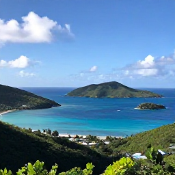 Caribbean Holidays, BVI Instagram Spots, A bright February morning overlooking the turquoise bays and green islands of the British Virgin Islands from a scenic viewpoint