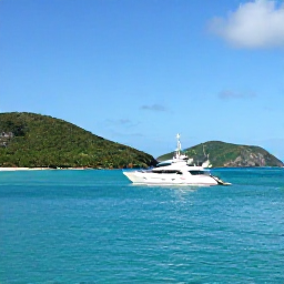 Caribbean Holidays, BVI Luxury December, Luxury sailing yacht passing between the British Virgin Islands in clear turquoise water, sunny December sky and rugged green islands