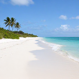 Caribbean Holidays, BVI Nature Holidays, A quiet white-sand beach on Anegada with turquoise water, low vegetation and a few coconut palms under a bright November sky