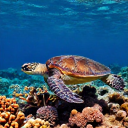 Caribbean Holidays, BVI Nature Holidays, A sea turtle swimming over a colourful coral reef near Anegada in the British Virgin Islands, viewed through clear shallow water