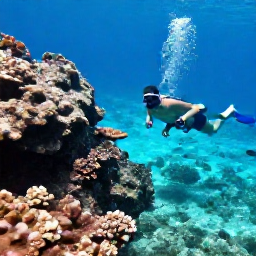 Caribbean Holidays, BVI Nature Holidays, A snorkeller exploring clear shallow water beside rocks and coral in the British Virgin Islands, with tropical fish visible below
