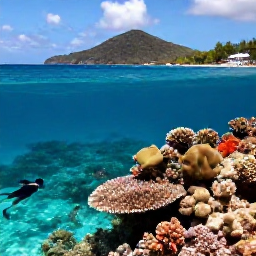 Caribbean Holidays, BVI Nature Holidays, Snorkellers exploring a colourful coral reef in clear shallow water near Norman Island, British Virgin Islands