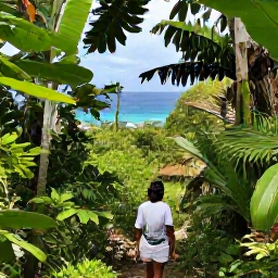 Caribbean Holidays, BVI Nature Holidays, Visitors walking through lush tropical woodland on Tortola with views towards the Caribbean Sea