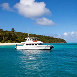 Caribbean Holidays, BVI Scuba Diving, A friendly dive boat with scuba equipment anchored beside a quiet tropical island in the British Virgin Islands