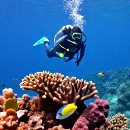 Caribbean Holidays, BVI Scuba Diving, Divers swimming above vibrant coral, sponges and tropical fish near Tortola in the British Virgin Islands