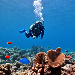 Caribbean Holidays, BVI Scuba Diving, Divers visiting a calm reef near Norman Island with colourful fish, sea fans and rocky Caribbean scenery above water