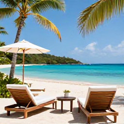 Caribbean Holidays, BVI Spa Breaks, A tranquil luxury spa setting overlooking a turquoise Caribbean bay in the British Virgin Islands, with palm trees and February sunshine