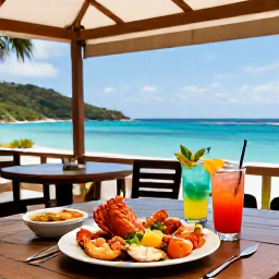 Caribbean Holidays, BVI Spa Breaks, Open-air Caribbean restaurant serving fresh seafood and tropical drinks beside the sea in the British Virgin Islands