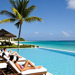 Caribbean Holidays, BVI Spa Breaks, Spa guests relaxing beside an infinity pool with palm trees and bright sea views on Virgin Gorda