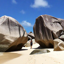 Caribbean Holidays, BVI Tours May, The Baths on Virgin Gorda in the British Virgin Islands, with huge granite boulders, sandy beach and visitors walking through the dramatic rock formations