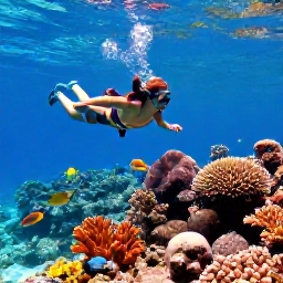 Caribbean Holidays, BVI Water Sports, Visitors snorkelling above a colourful coral reef near Norman Island, British Virgin Islands, with clear shallow water and tropical fish