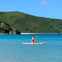 Caribbean Holidays, BVI Wellness July, A visitor enjoying a quiet paddleboard session in a sheltered British Virgin Islands bay, surrounded by green hills and clear blue water