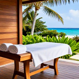 Caribbean Holidays, BVI Wellness November, Luxury spa treatment in a tranquil British Virgin Islands resort, natural wood, soft towels and tropical greenery