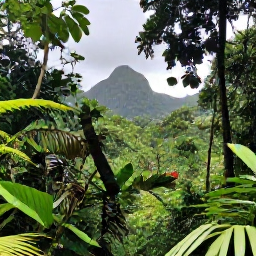 Caribbean Holidays, Caribbean Adventure, A guided hike through lush Caribbean rainforest with waterfalls, tropical plants and distant mountain views