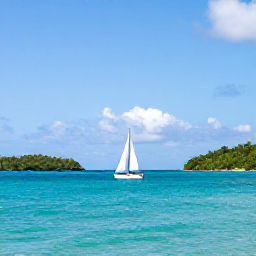 Caribbean Holidays, Caribbean Adventure, A small boat sailing between turquoise bays and green islands in the Grenadines, viewed from the water on a sunny Caribbean day