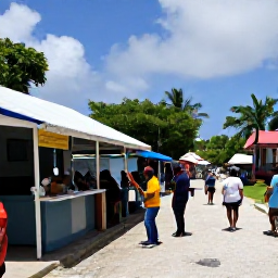 Caribbean Holidays, Caribbean Adventure Holidays, Friendly Caribbean village street with local food stalls, music and visitors meeting island residents