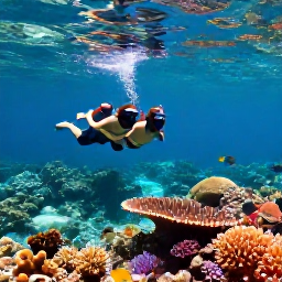 Caribbean Holidays, Caribbean Adventure Holidays, Travellers snorkelling above a colourful Caribbean coral reef in clear shallow water with tropical fish