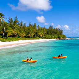 Caribbean Holidays, Caribbean Adventure, Kayakers exploring clear turquoise sea beside a lush Caribbean island coastline