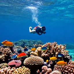 Caribbean Holidays, Caribbean Adventure, Snorkellers viewing colourful coral reef and tropical fish in calm Caribbean water
