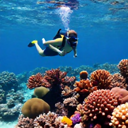Caribbean Holidays, Caribbean Adventure, Travellers snorkelling above a colourful Caribbean coral reef with tropical fish in clear shallow water