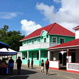 Caribbean Holidays, Caribbean Adventure, Visitors exploring a colourful Caribbean town with traditional buildings, a local market and friendly residents, documentary travel photography
