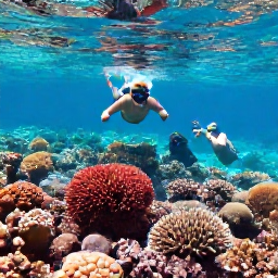 Caribbean Holidays, Caribbean Adventure, Visitors snorkelling above a colourful coral reef in clear turquoise Caribbean water