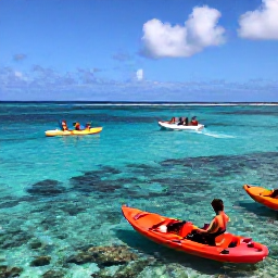 Caribbean Holidays, Caribbean Adventure, Visitors snorkelling and kayaking in clear turquoise Caribbean water above a colourful coral reef