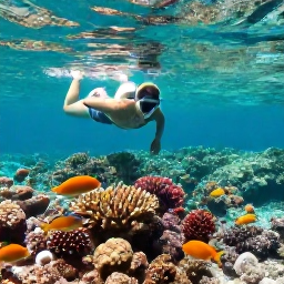 Caribbean Holidays, Caribbean Adventure, Visitors snorkelling in clear turquoise Caribbean water above a colourful coral reef and tropical fish
