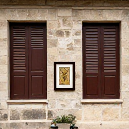 Caribbean Holidays, Caribbean Art Galleries, A historic Caribbean gallery in a former colonial building, with art displayed beside original wooden shutters and stone walls