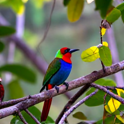 Caribbean Holidays, Caribbean Birdwatching, Colourful Caribbean birds perched in tropical forest foliage at dawn, soft natural light, realistic travel photography