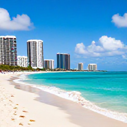 Caribbean Holidays, Caribbean City Breaks, Travellers enjoying a Caribbean city break in November, combining a sandy beach, clear turquoise sea and an attractive urban skyline