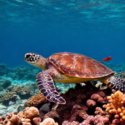 Caribbean Holidays, Caribbean Coral Reefs, Healthy Caribbean coral reef with sea turtle, colourful fish and coral formations in crystal-clear water