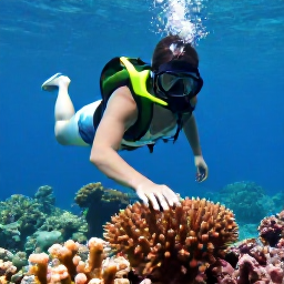 Caribbean Holidays, Caribbean Coral Reefs, Responsible snorkeller observing coral without touching it in a protected Caribbean marine park