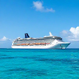Caribbean Holidays, Caribbean Cruises May, A modern cruise ship sailing through clear Caribbean waters beneath a bright May sky