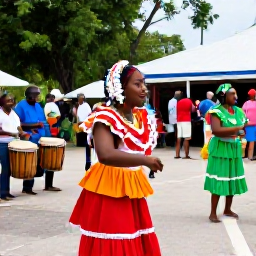 Caribbean Holidays, Caribbean Cultural Tours, Caribbean cultural festival with dancers in traditional dress, live drummers and visitors enjoying the celebration
