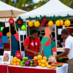 Caribbean Holidays, Caribbean December, A colourful Caribbean Christmas market with handmade crafts, tropical fruit, festive decorations and friendly local vendors