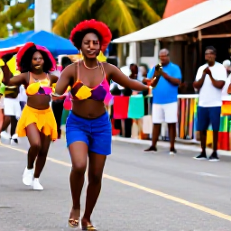 Caribbean Holidays, Caribbean Events, Colourful Caribbean street festival with dancers, musicians and visitors enjoying a lively island celebration