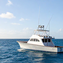 Caribbean Holidays, Caribbean Fishing Charters, Anglers on a well-equipped boat casting lines into deep blue Caribbean sea beneath a bright morning sky
